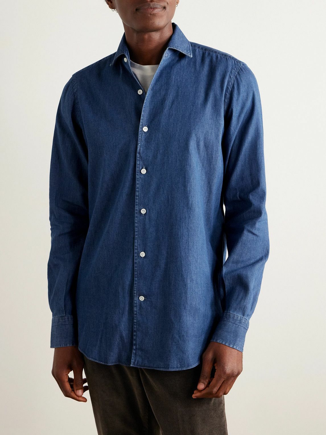 De Petrillo - Cotton-Chambray Shirt - Blue