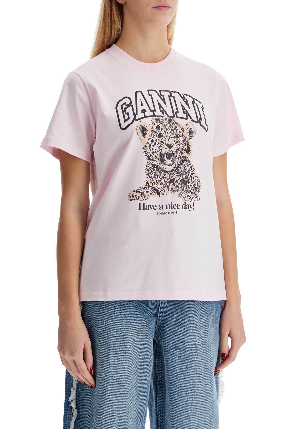 関送込 GANNI Pink Poodle Print T-shirt Ganni Organic Cotton Love Bunny T-shirt in Pink | Lyst Canada