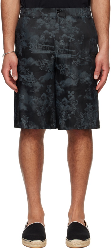 Photo: Off-White Black Jacquard Fresco Bowling Shorts