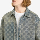 Daily Paper Men's Shield Laser Denim Shirt in Blue