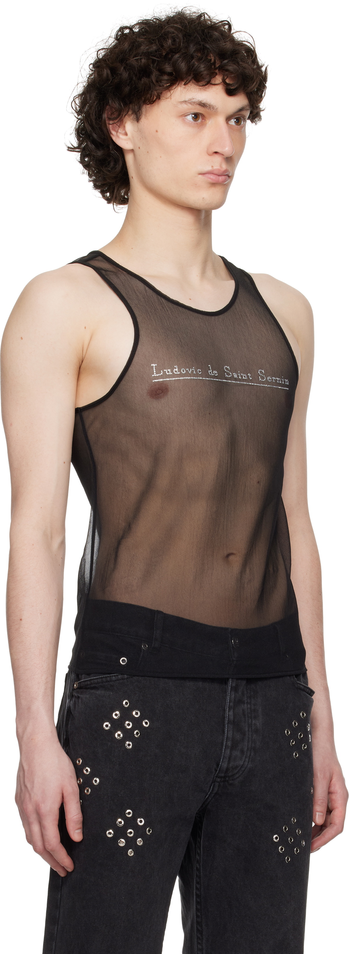Ludovic de Saint Sernin Black Crystal Tank Top