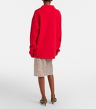 Prada Lace-trimmed floral midi skirt