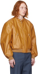 Recto Orange Motorcycle Bomber Jacket