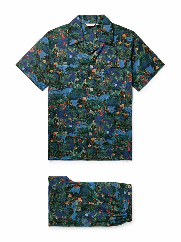 Photo: Derek Rose - Ledbury 85 Printed Cotton-Batiste Pyjama Set - Blue