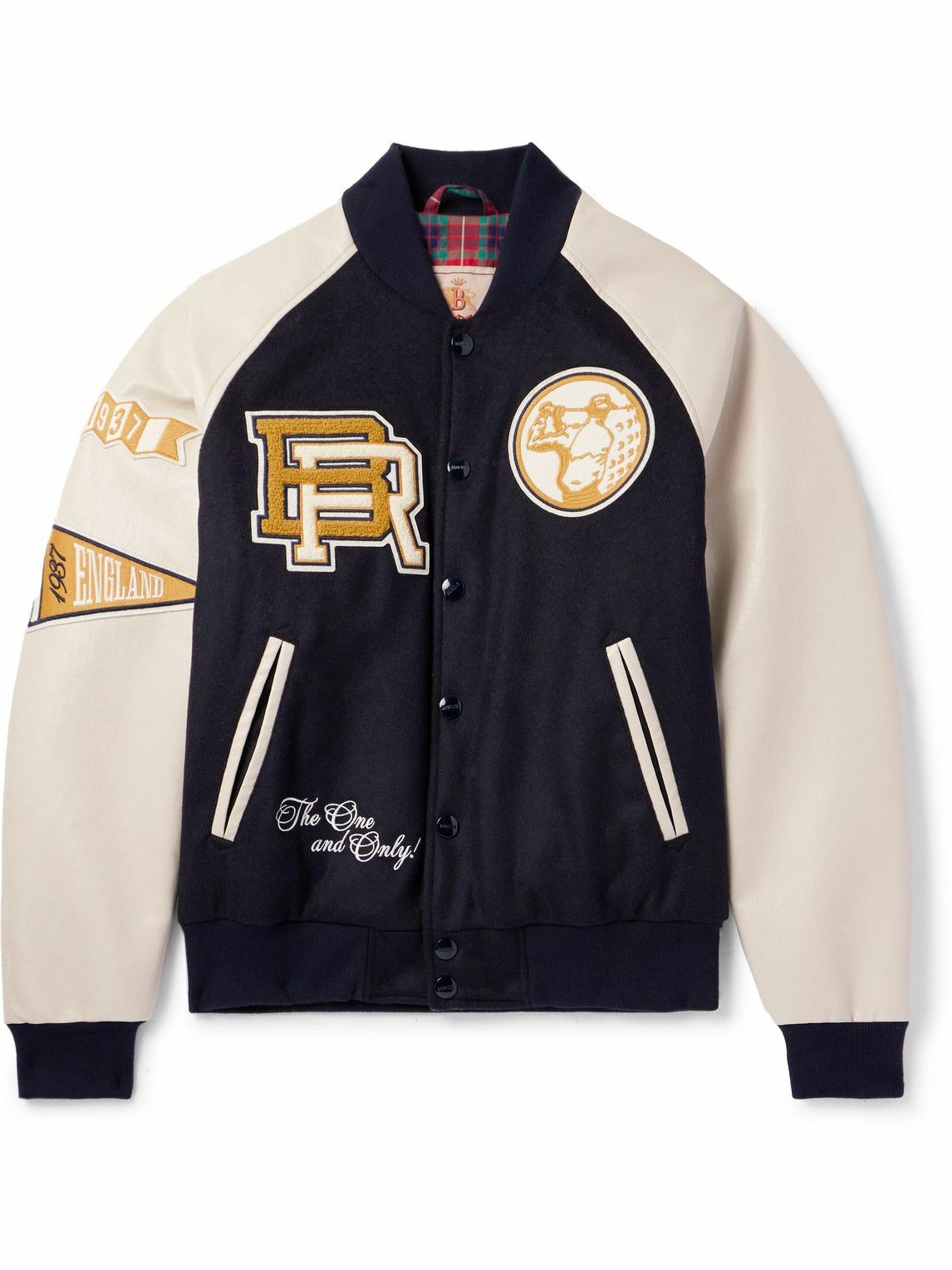 Baracuta - Appliquéd Wool-Blend and Faux Leather Varsity