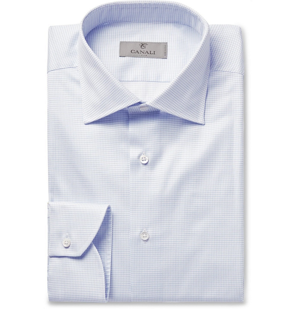 Forhøre foran De er CANALI - Cutaway-Collar Checked Cotton-Poplin Shirt - White Canali