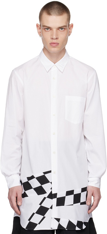 Photo: Comme des Garçons Homme Plus White Check Panel Shirt