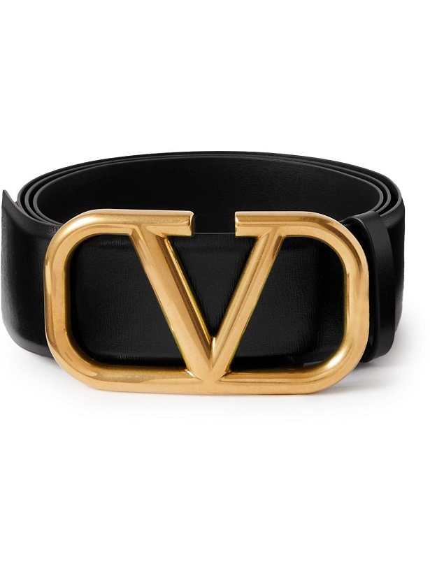 Photo: Valentino - Valentino Garavani 4cm V-Logo Leather Belt - Black