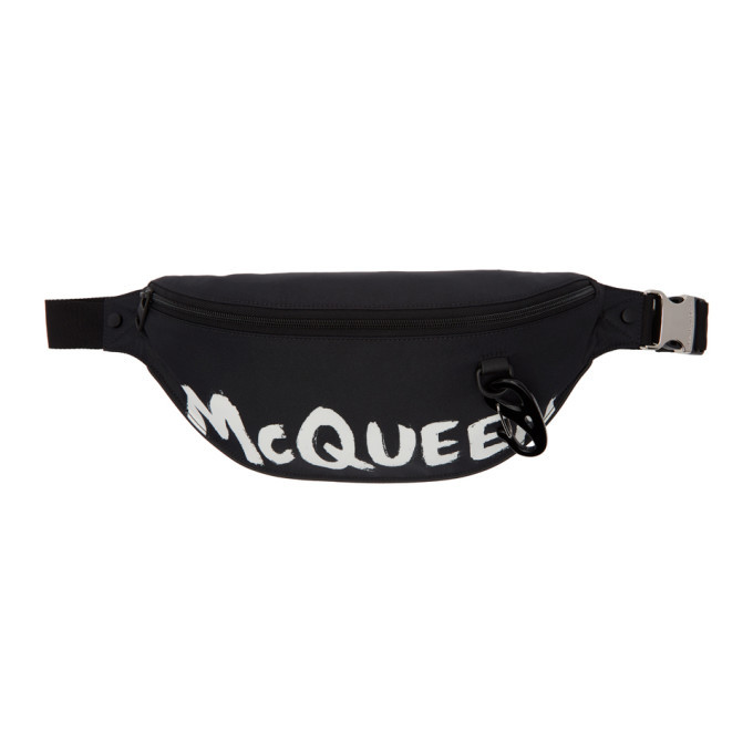 Photo: Alexander McQueen Black Oversized Graffiti Bum Bag