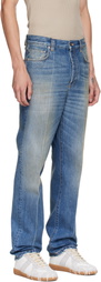 Versace Blue Distressed Straight Jeans