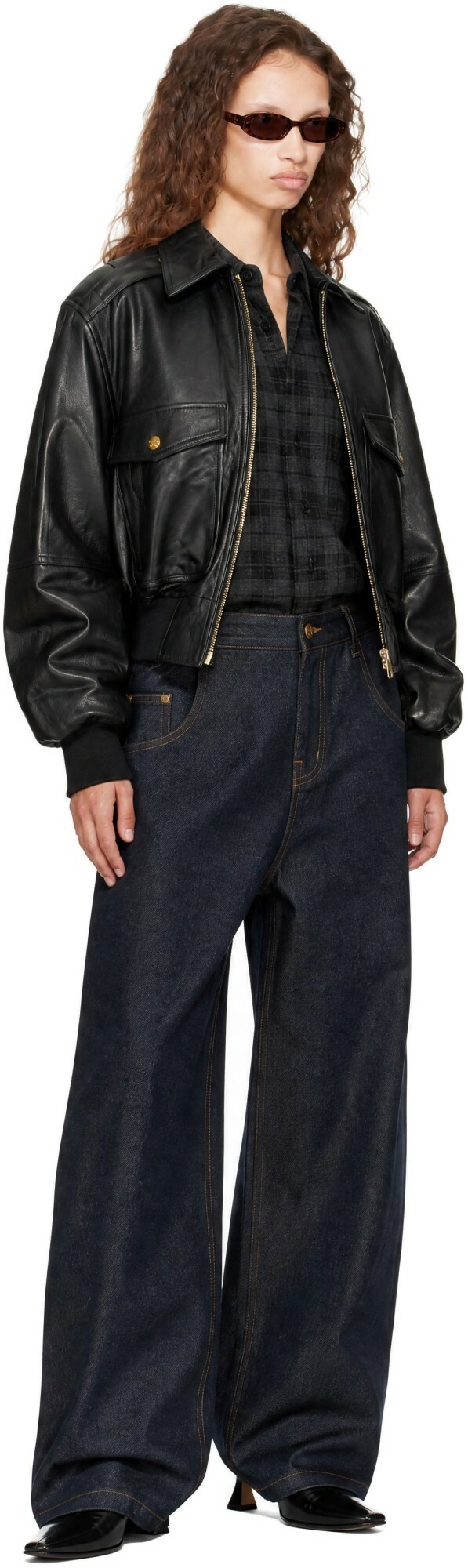WILLY CHAVARRIA Black Cropped Leather Jacket