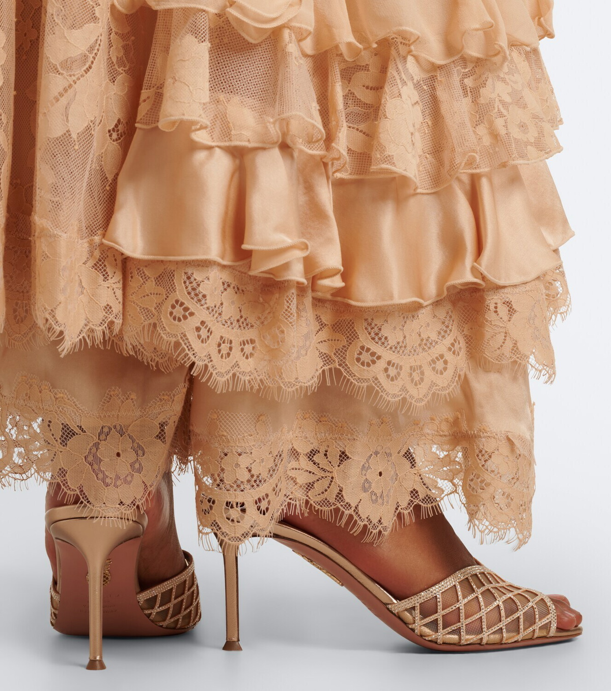Aquazzura Lumiere embellished mesh mules