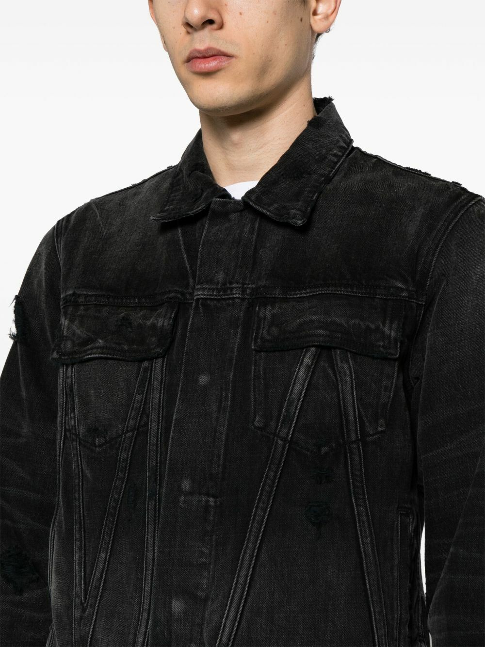 AMIRI Black Distressed MA Denim Jacket Amiri