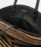 Balmain Raffia-effect striped shoulder bag