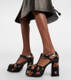 Etro Embroidered mary jane block heels