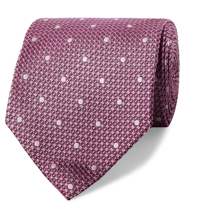 Photo: TOM FORD - 8cm Polka-Dot Silk-Jacquard Tie - Purple