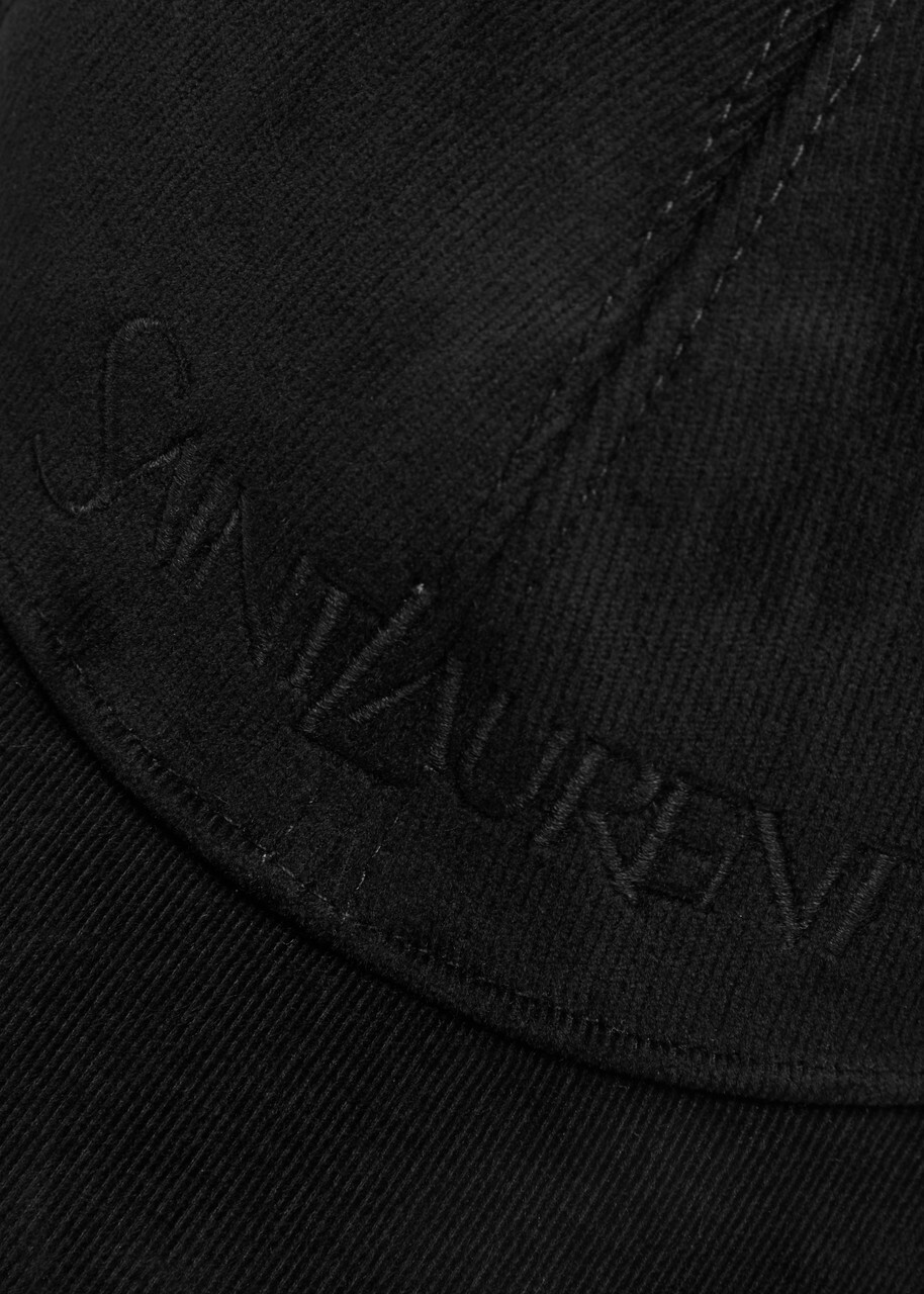 Saint Laurent Logo-embroidered Corduroy cap Black