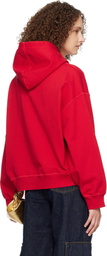 GANNI Red Graphic Cropped Hoodie