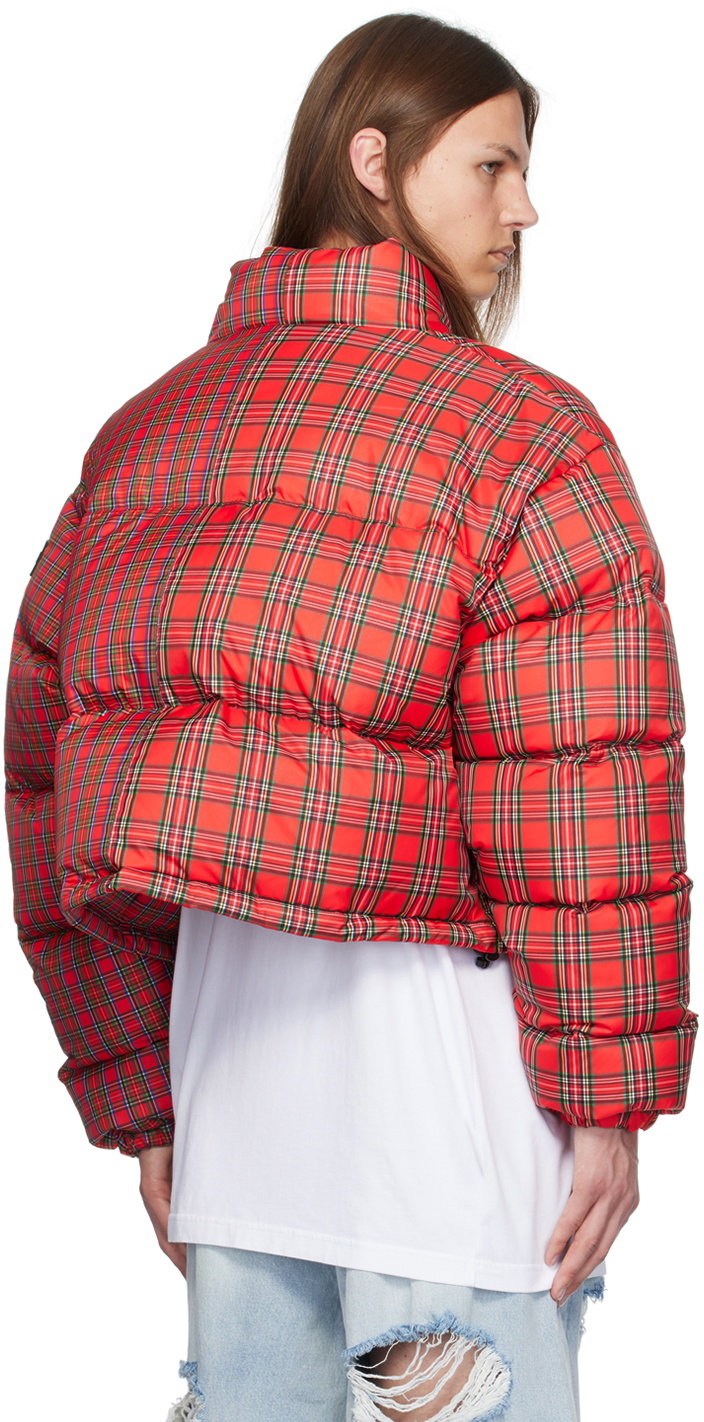 VETEMENTS Red Check Print Puffer Jacket