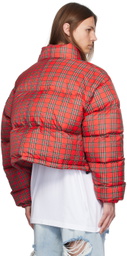 VETEMENTS Red Check Print Puffer Jacket