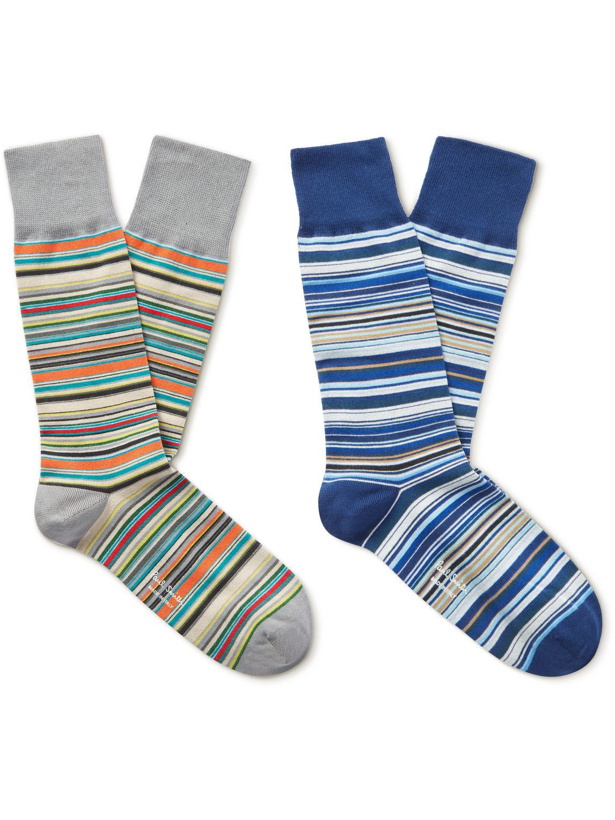 Photo: Paul Smith - Two-Pack Striped Cotton-Blend Socks