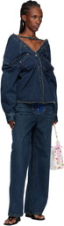 Pushbutton Navy Blooming Layered Washed Jeans