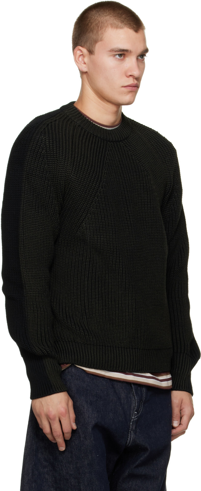 Comme des Garçons Homme Black Wool Worsted Sweater