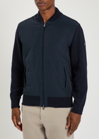 Boss Levaio Quilted Cotton and Shell Bomber Jacket Navy