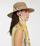 Pucci Raffia hat with printed silk band
