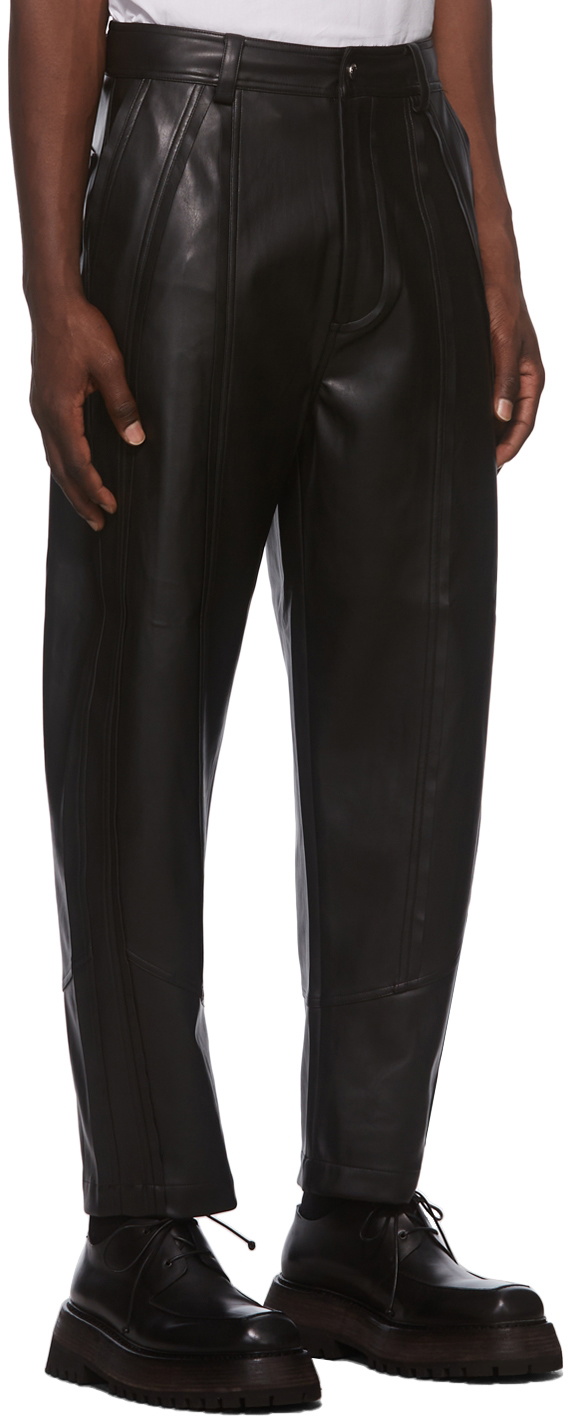 Chen Peng Black Cocoon Shaped Faux-Leather Pants Chen Peng