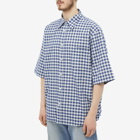Acne Studios Men's Sambler Short Sleeve Check Shirt in Blue/White
