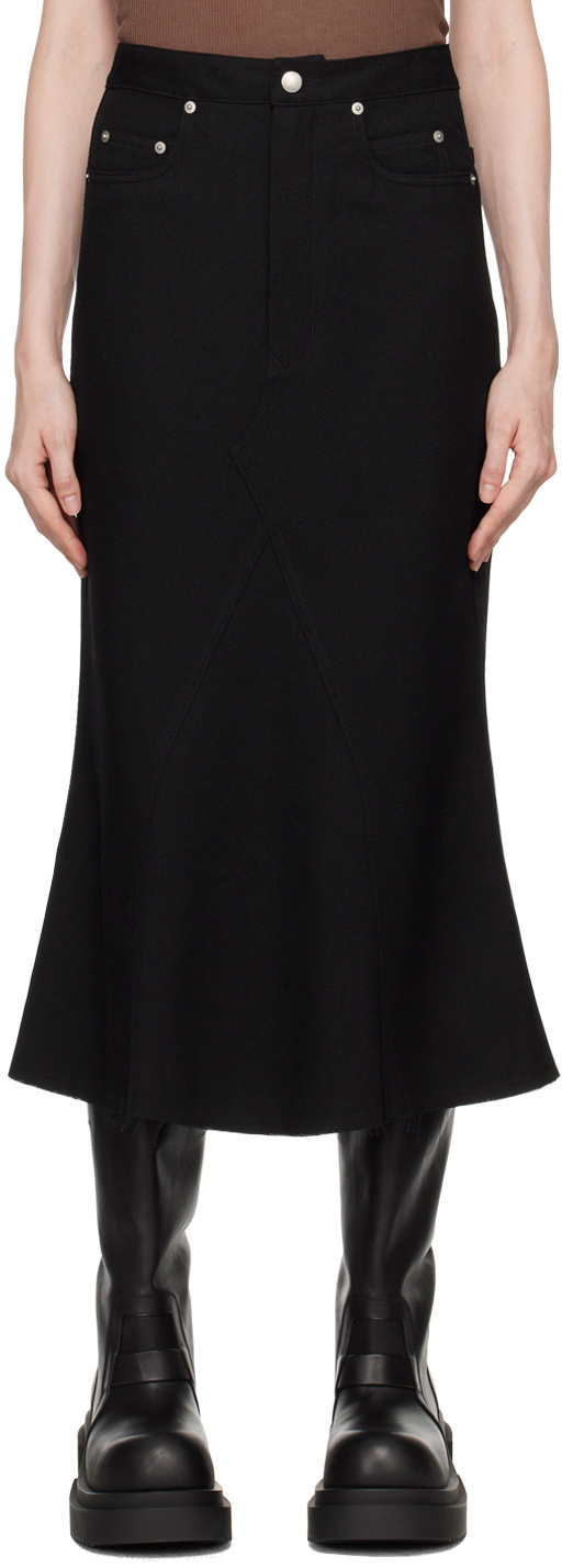 Rick Owens Black Porterville Godet Midi Skirt Rick Owens