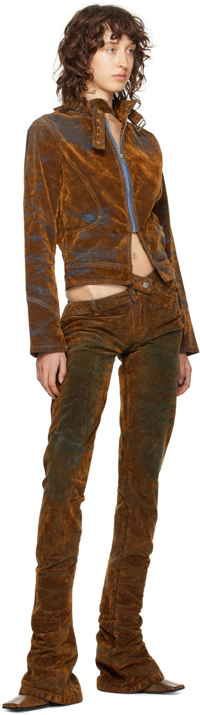 Masha Popova Brown Flocked Denim Jacket Masha Popova