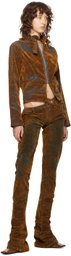 Masha Popova Brown Flocked Denim Jacket