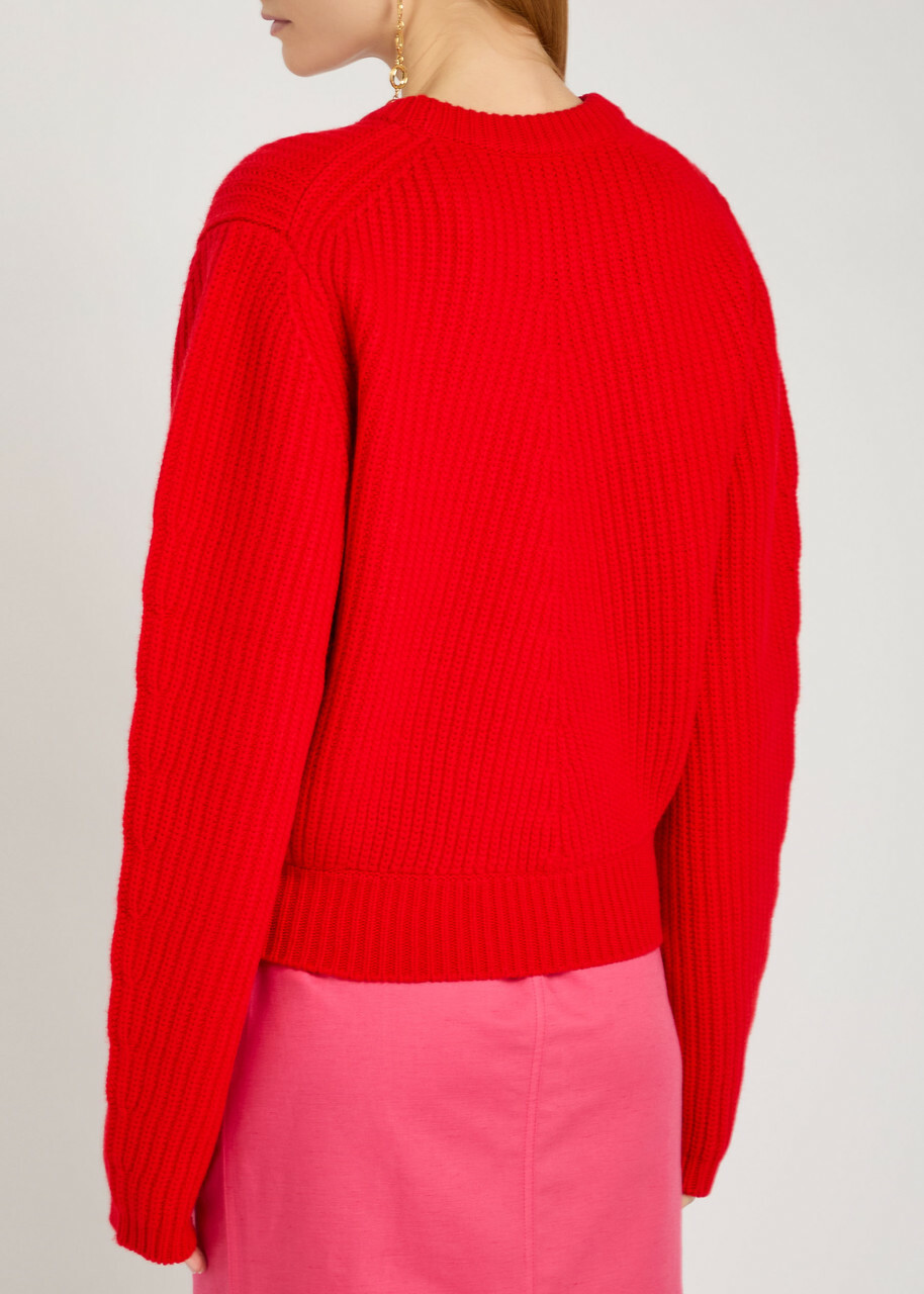 Chloe Logo Wool and Cashmere-blend Jumper Red