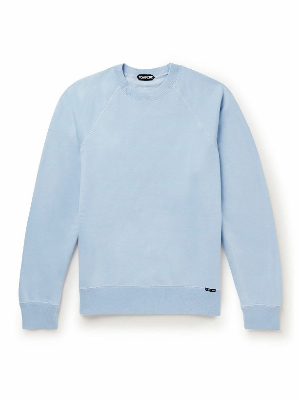 Photo: TOM FORD - Garment-Dyed Cotton-Jersey Sweatshirt - Blue