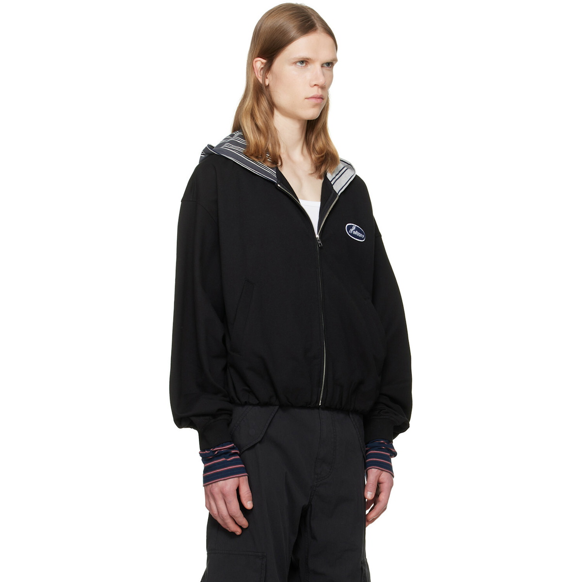 We11done Black Bubble Zip-Up Hoodie