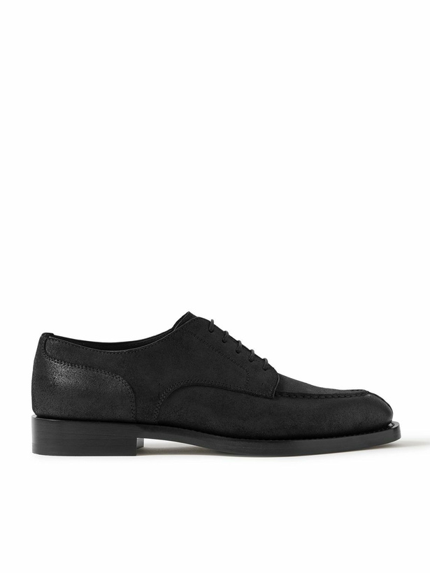 Photo: Brunello Cucinelli - Waxed-Suede Derby Shoes - Black