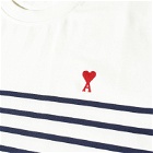 AMI Men's Long Sleeve Breton Stripe ADC T-Shirt in White/Nautic Blue