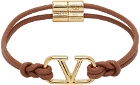 Valentino Garavani Brown Leather VLogo Signature Bracelet