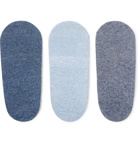 Anonymous Ism - Three-Pack Mélange Cotton-Blend No-Show Socks - Blue
