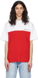 VTMNTS Red & White Colorblocked T-Shirt