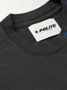 POLITE WORLDWIDE® - Wonder Embroidered Printed Cotton-Jersey T-Shirt - Black