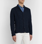 Inis Meáin - Shawl-Collar Cable-Knit Linen and Silk-Blend Cardigan - Blue