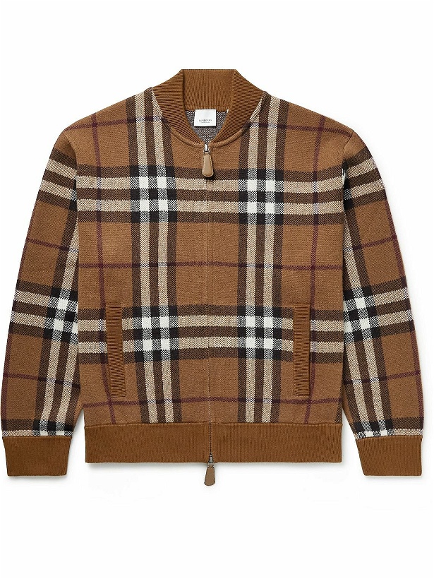 Photo: Burberry - Checked Cashmere-Jacquard Bomber Jacket - Brown