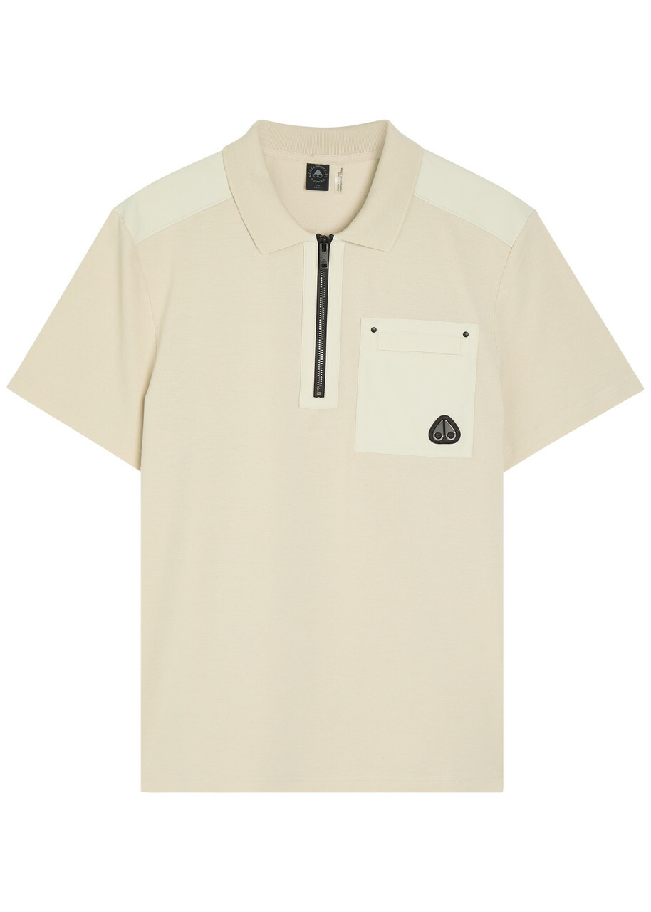 Moose Knuckles Dalon Panelled Piqué Cotton Polo Shirt Cream