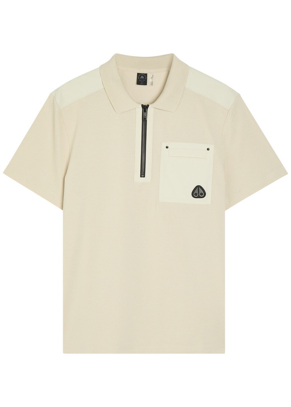Photo: Moose Knuckles Dalon Panelled Piqué Cotton Polo Shirt Cream