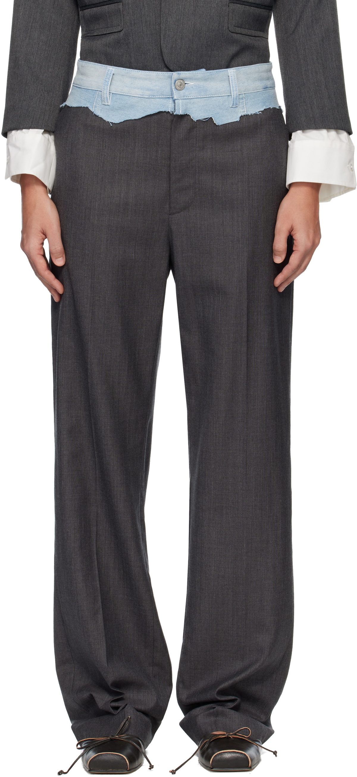 MM6 Maison Margiela Gray Tailored Denim Waistband Trousers