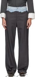 MM6 Maison Margiela Gray Tailored Denim Waistband Trousers