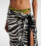 The Attico Zebra-print cotton muslin beach cover-up